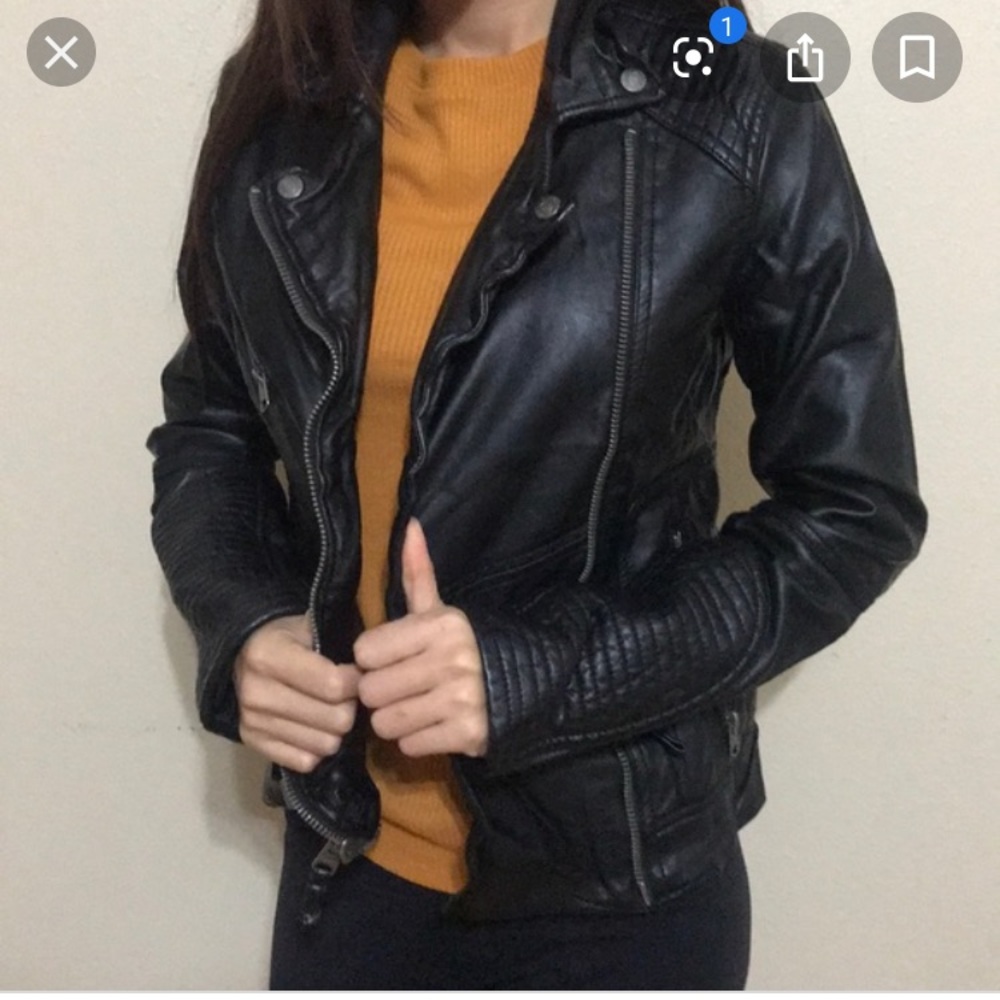 Black leather moto jacket